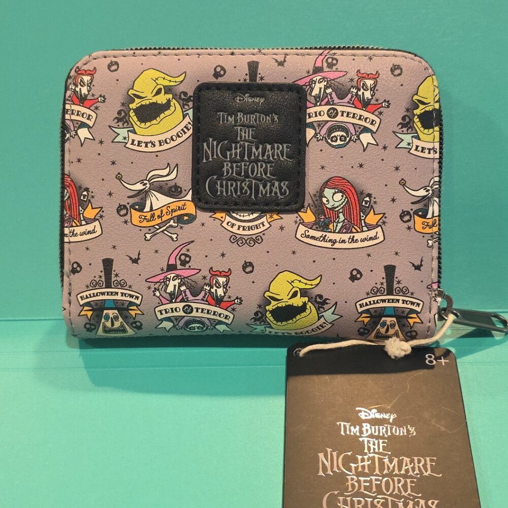 Loungefly The Nightmare Before Christmas NBC Tattoo Art Mini Zip Wallet NEW